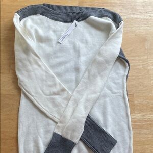 Gray and Cream Crew Neck Sweater